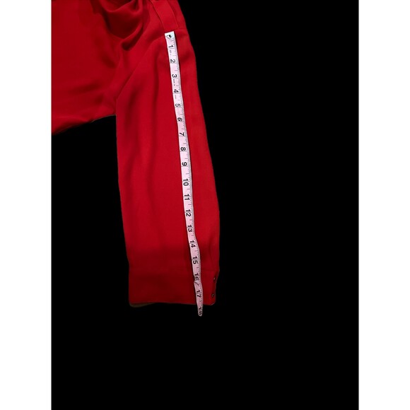 5/$15 Express Red Blouse with very small, dainty, dark grey buttons. Size XS - Picture 4 of 4
